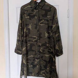 Camouflage Button-Up Shirt Dress
